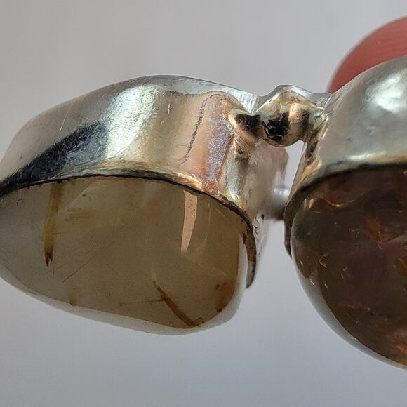 Necklace Pendants Rutilated Quartz & Smoky Quartz in Handmade Sterling Silver - Picture 9 of 10